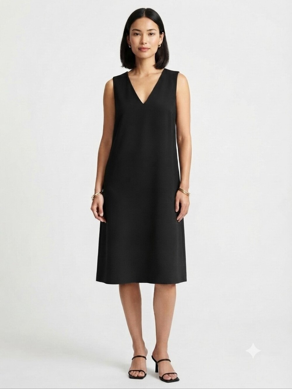 Ralph Lauren Sleeveless V-Neck Shift Dress in Black With Pockets Size Large